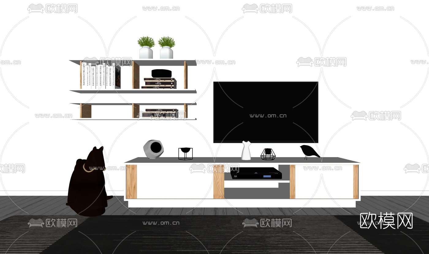 现代电视柜组合su模型