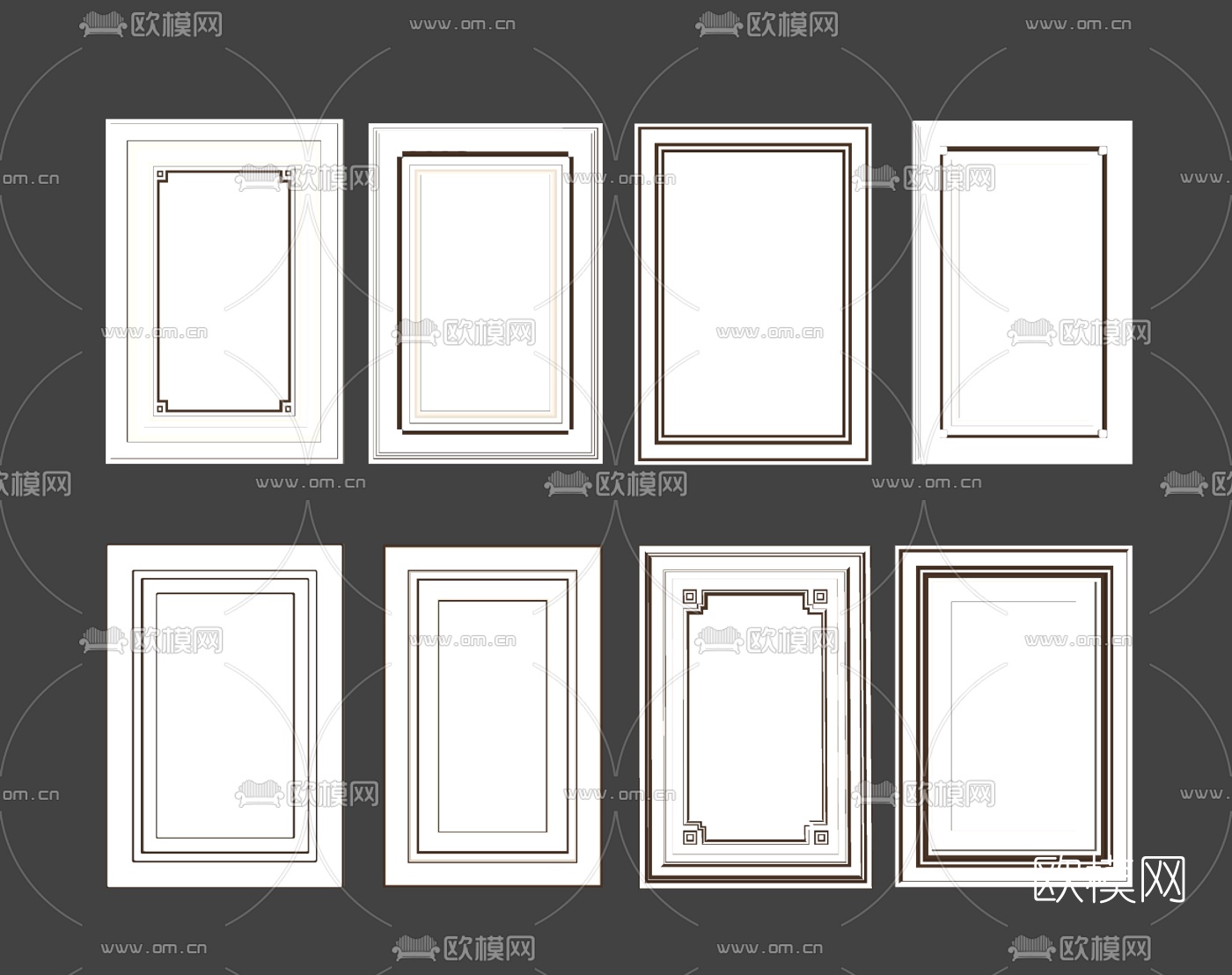 新中式护墙板组合su模型下载