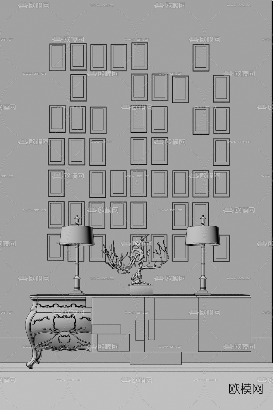 布鲁盟设计 现代边柜3D模型