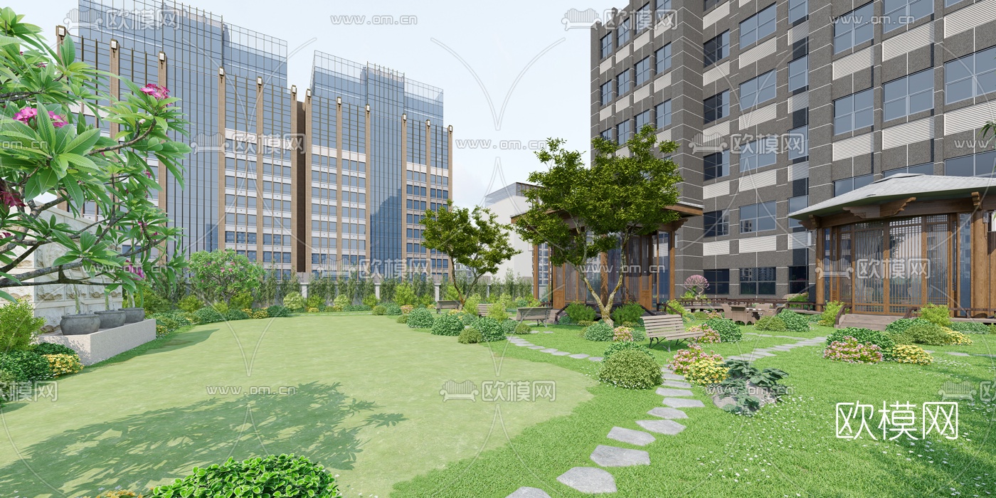 新中式园林景观3d模型