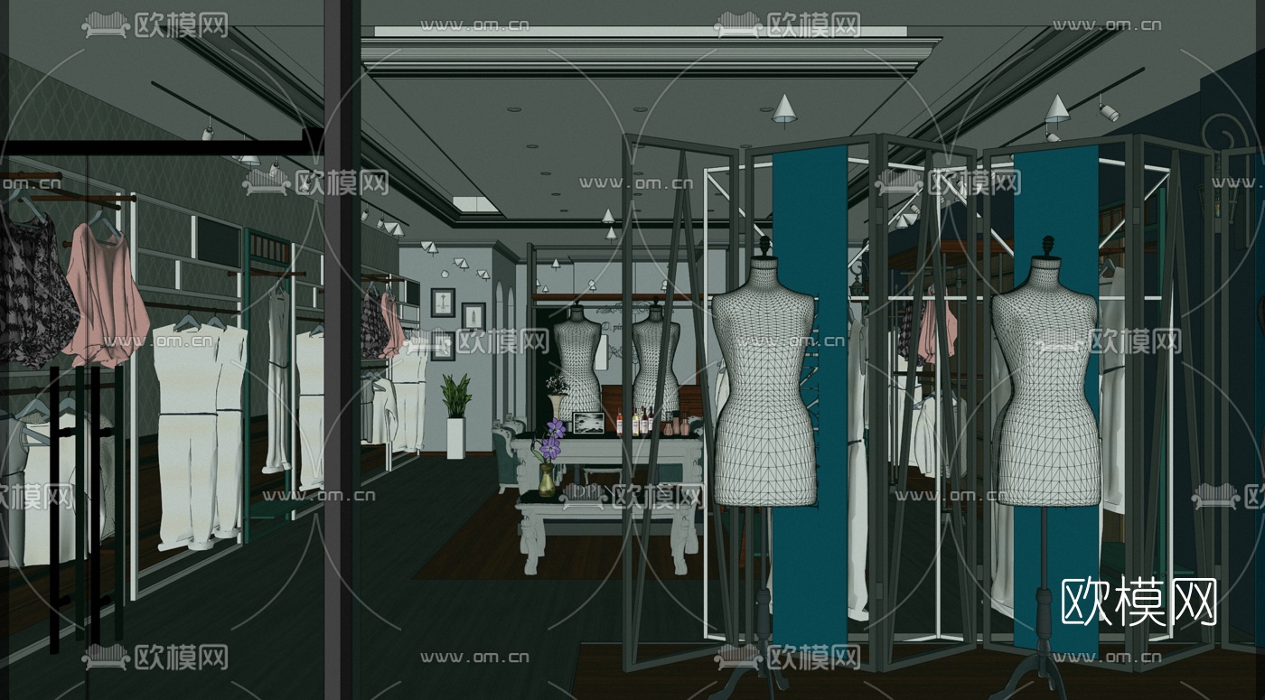 欧式服装店su模型下载（渲染图1）