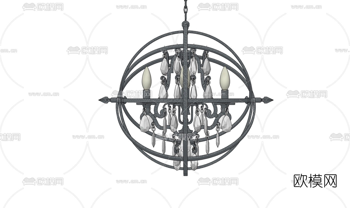 工业风金属吊灯免费su模型下载