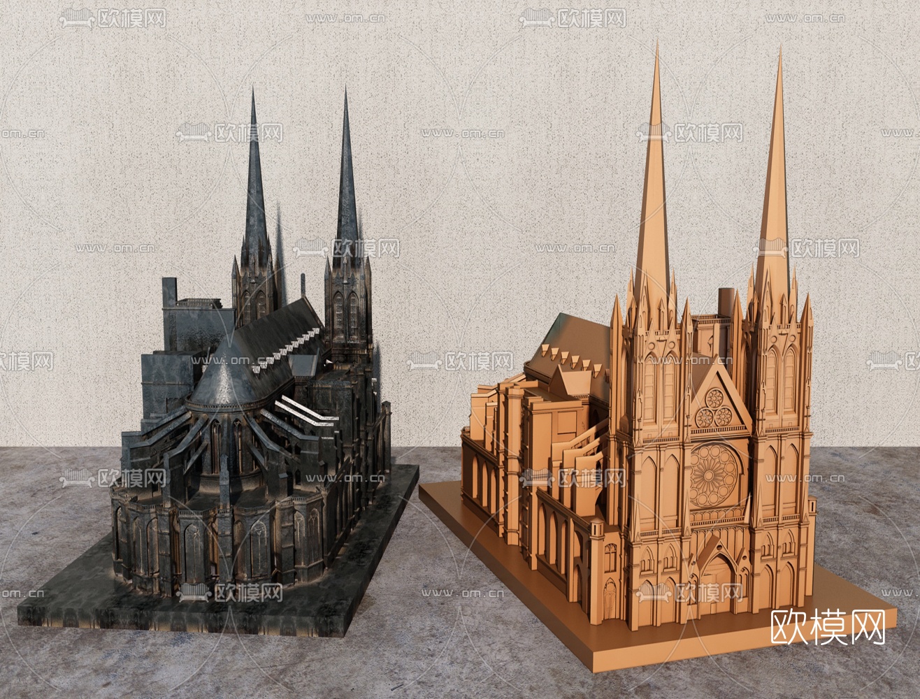 法式教堂雕塑摆件3d模型