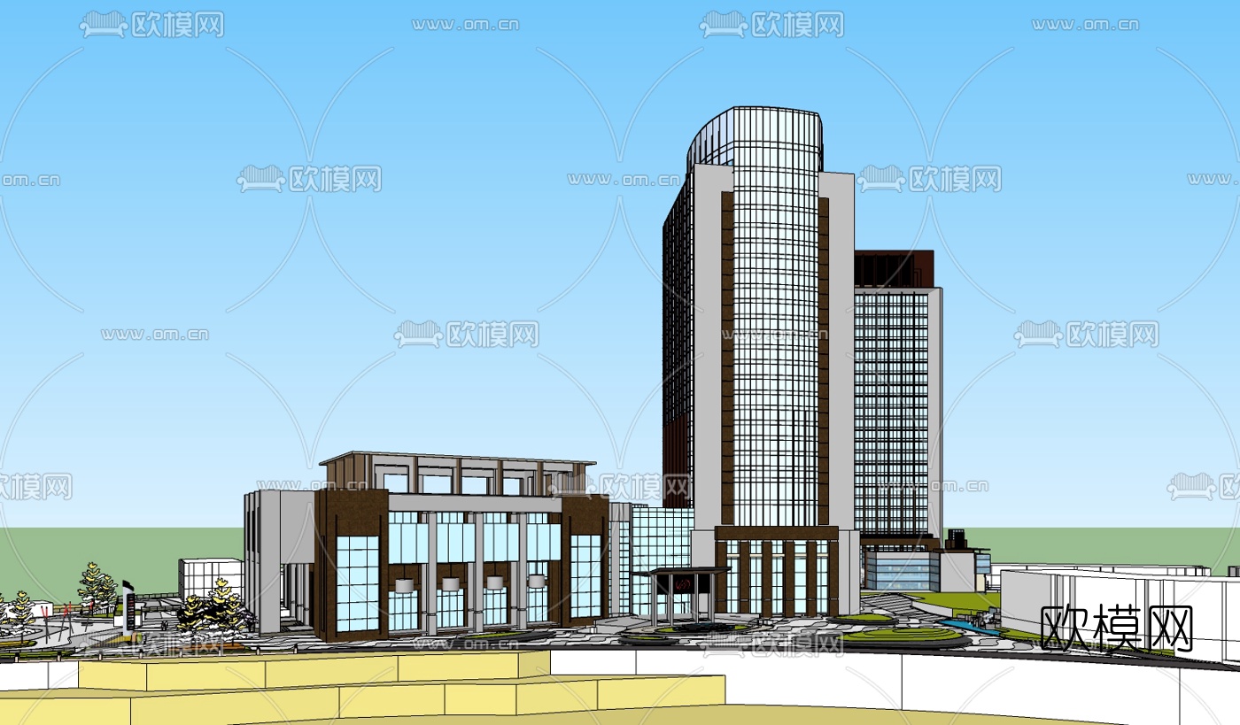 现代商业广场景观设计su模型下载（渲染图7）