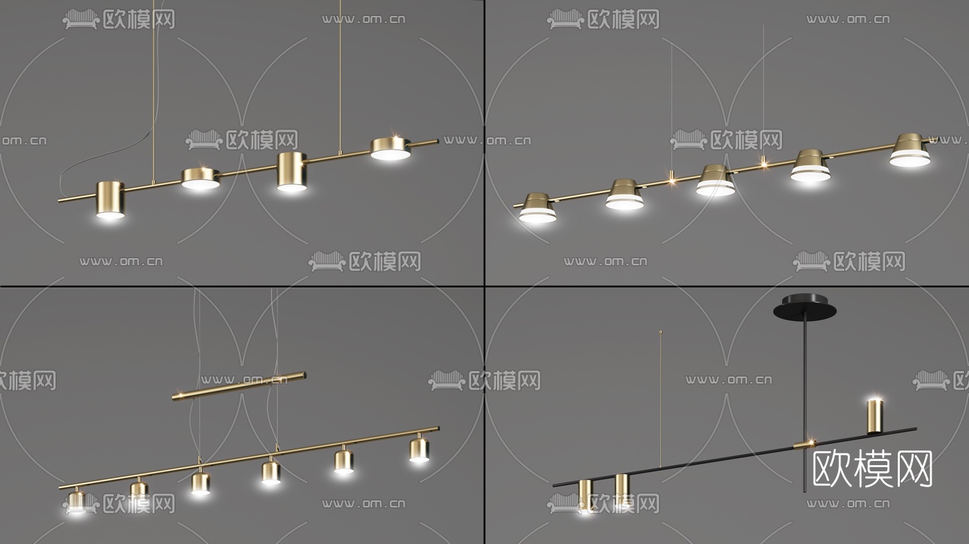 现代轻奢金属吊灯3d模型