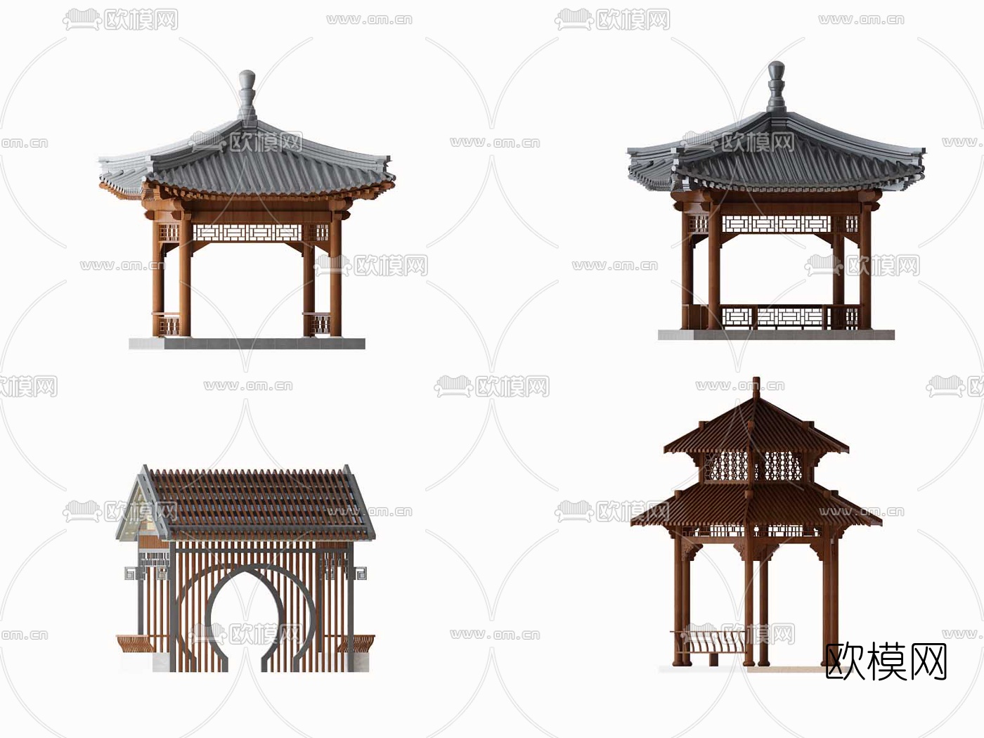 中式古建凉亭园艺小品3d模型