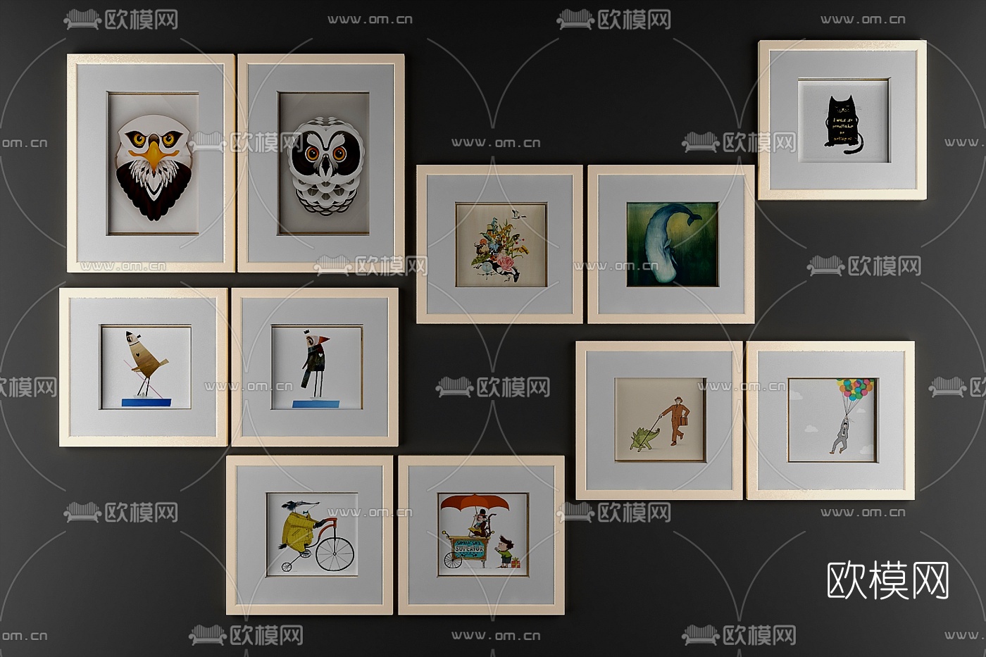 现代装饰画3D模型