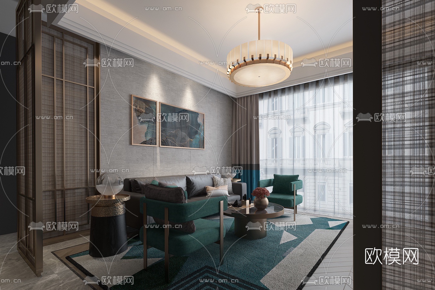 布鲁盟设计 现代售楼处VIP接待室3d模型
