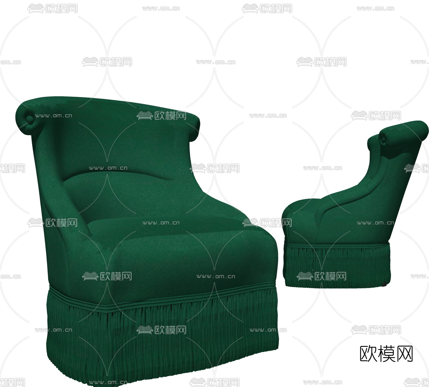 欧式布艺单人沙发su模型下载