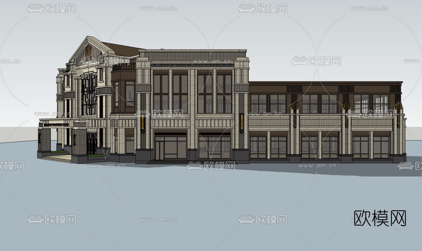 新古典酒店su模型
