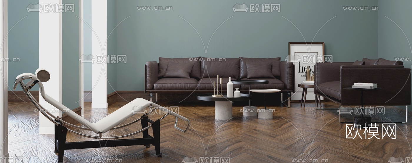 意大利Cassina品牌 现代皮革沙发组合3D模型下载