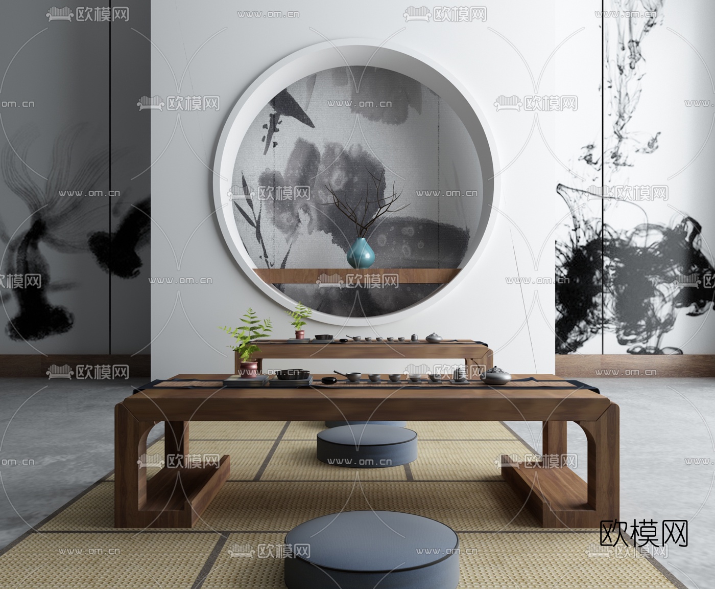 新中式泡茶桌椅3d模型