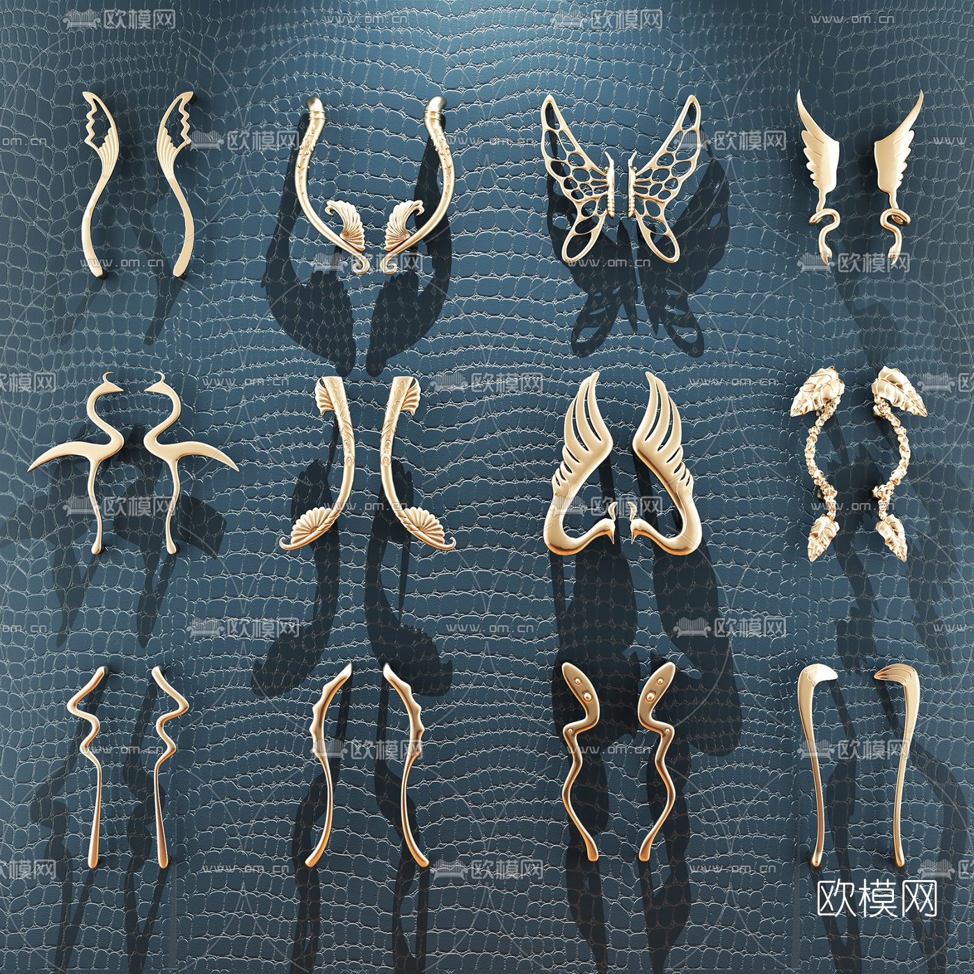 欧式金属拉手组合3D模型下载