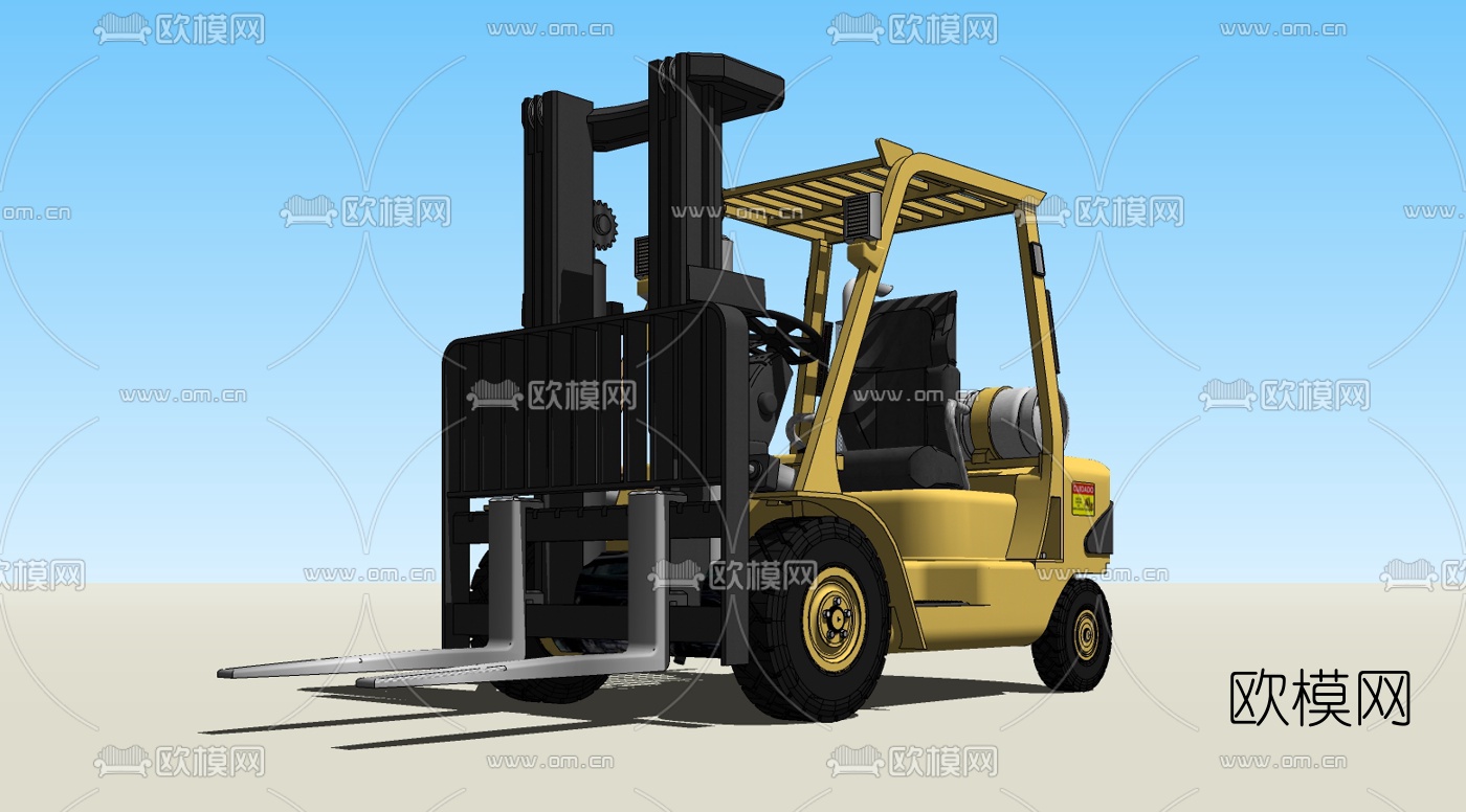 现代叉车免费su模型下载（渲染图1）