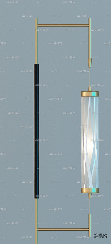 新中式金属落地灯3d模型下载（渲染图2）