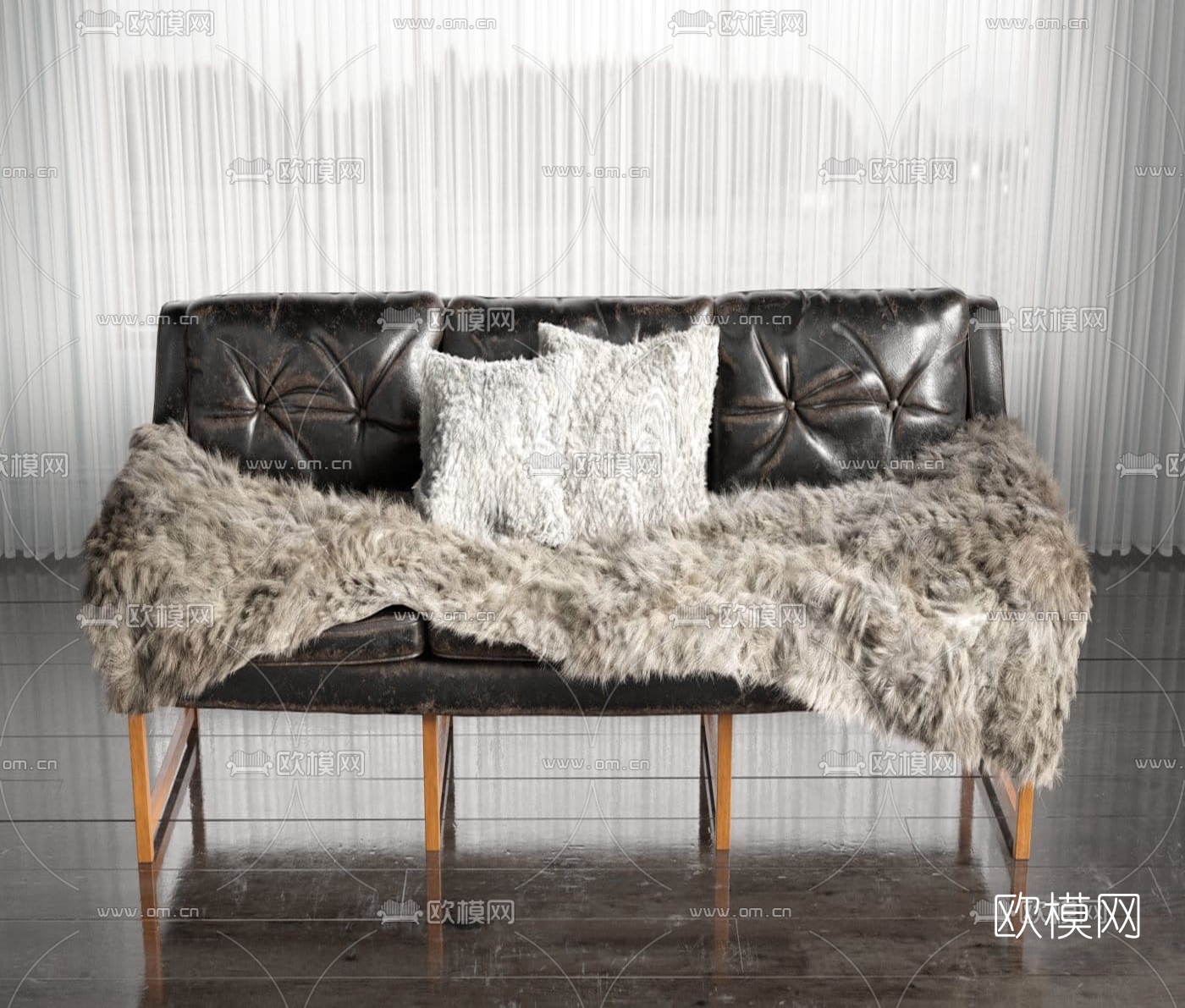 工业风多人沙发3d模型下载