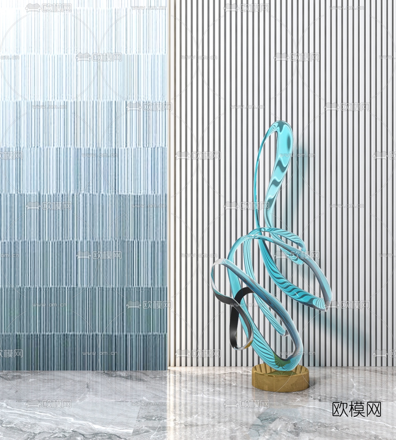 现代抽象雕塑摆件3d模型下载