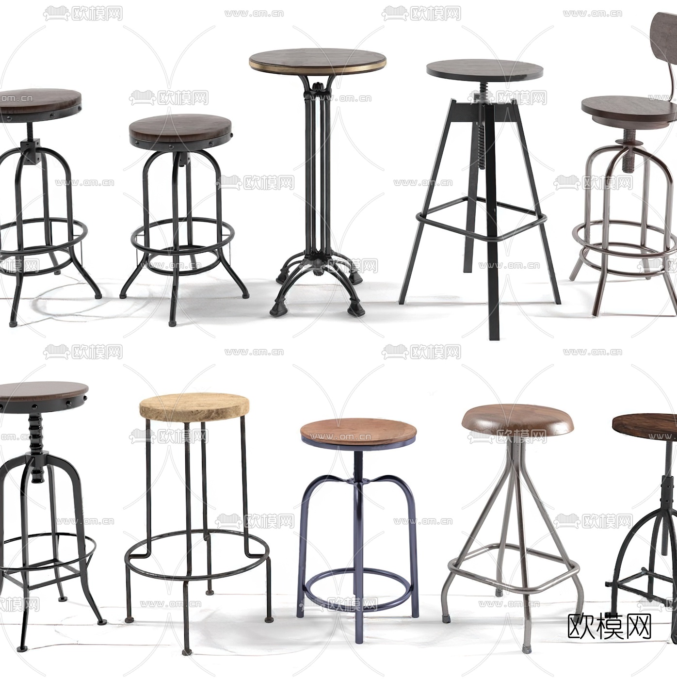 工业风吧台椅3d模型下载