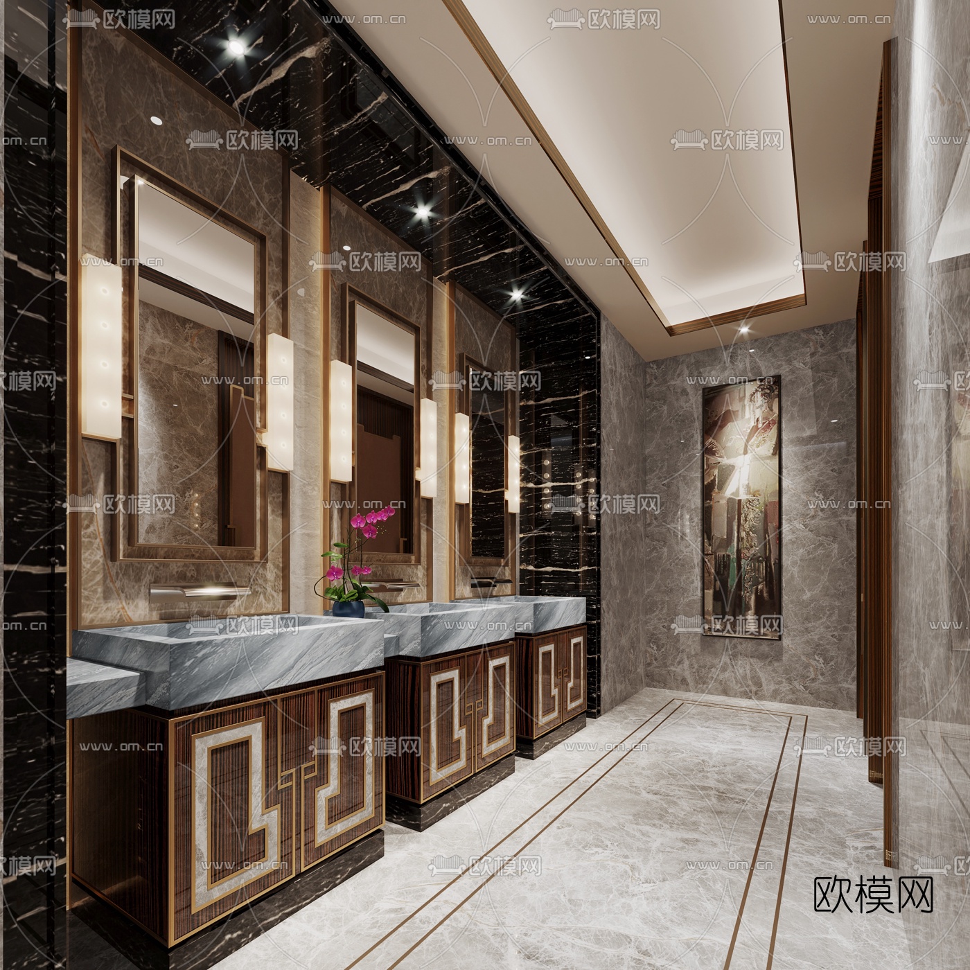 新中式酒店卫生间3d模型下载