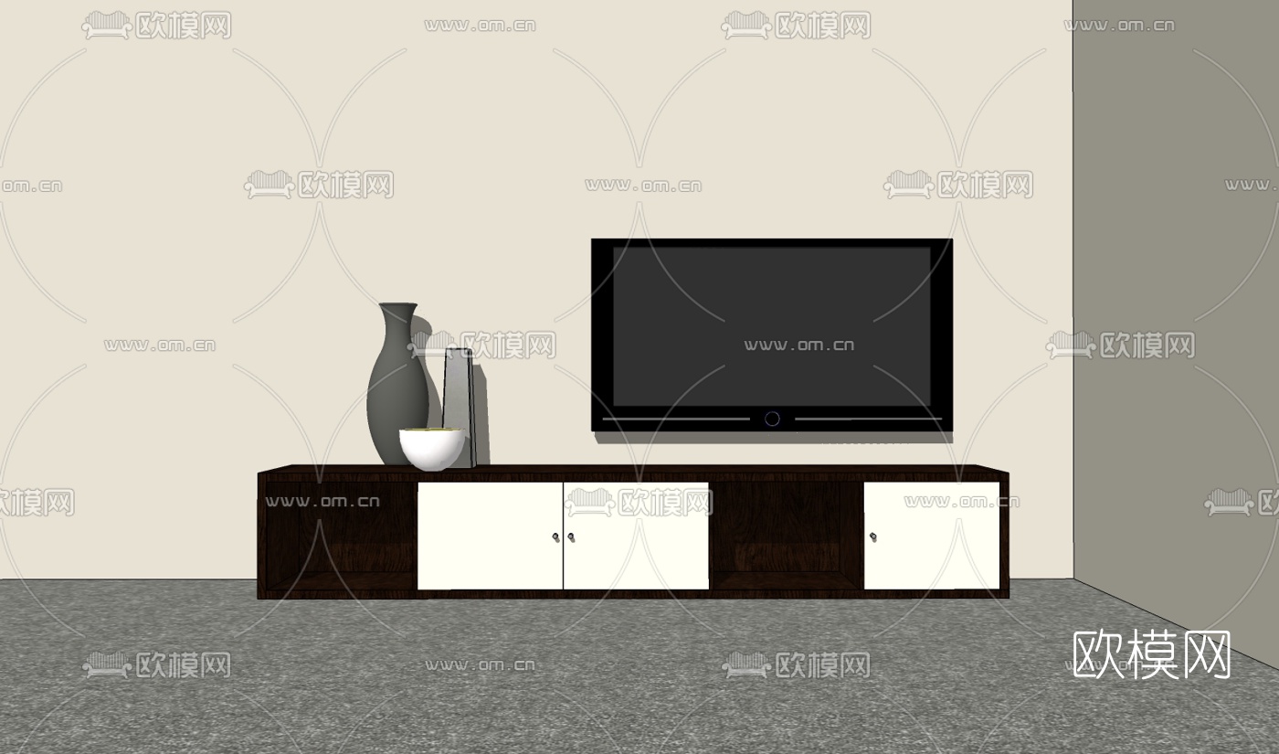 现代电视柜免费su模型下载
