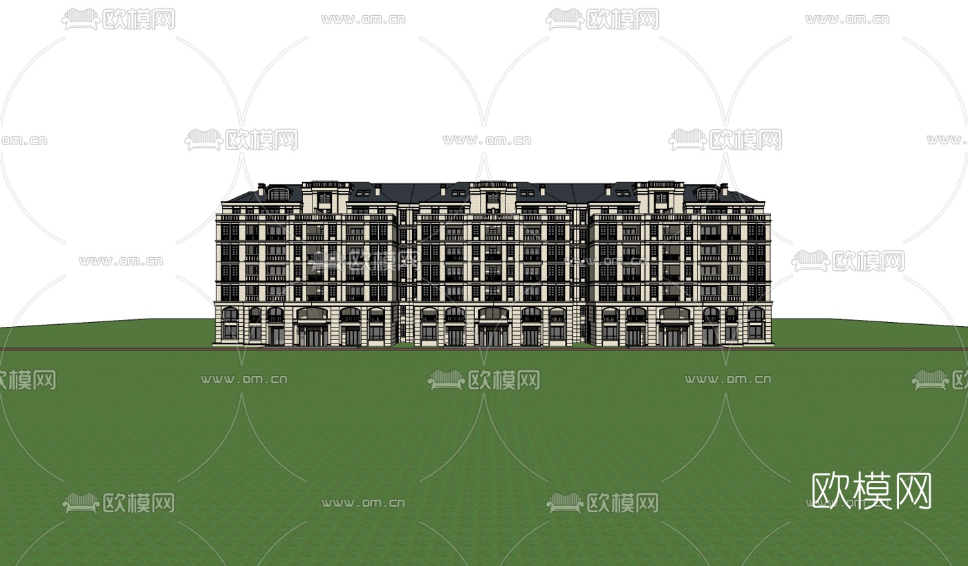 新古典多层公寓楼su模型