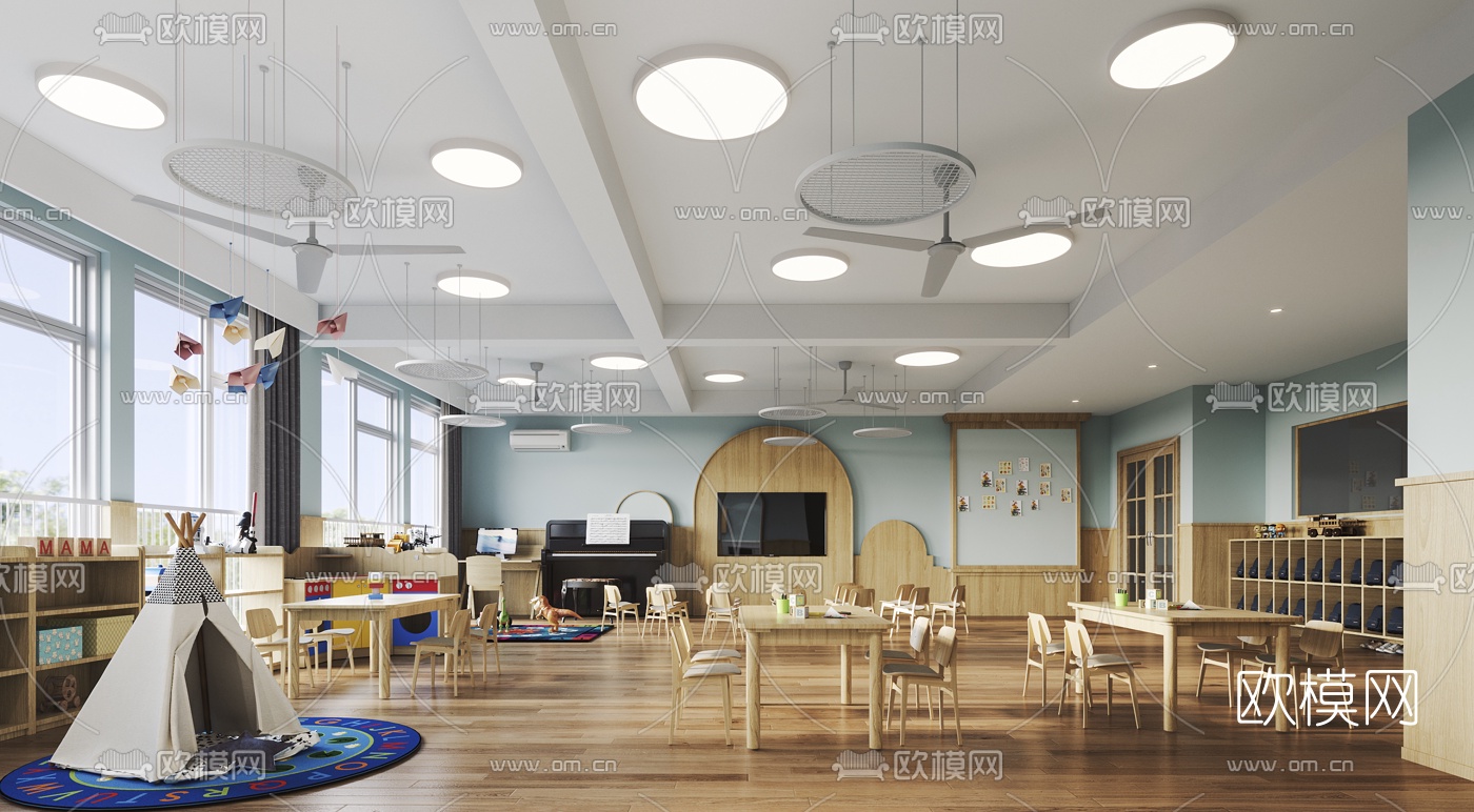 现代幼儿园教室卫生间3d模型