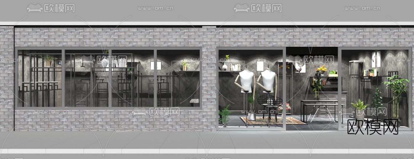 工业风服装店3d模型
