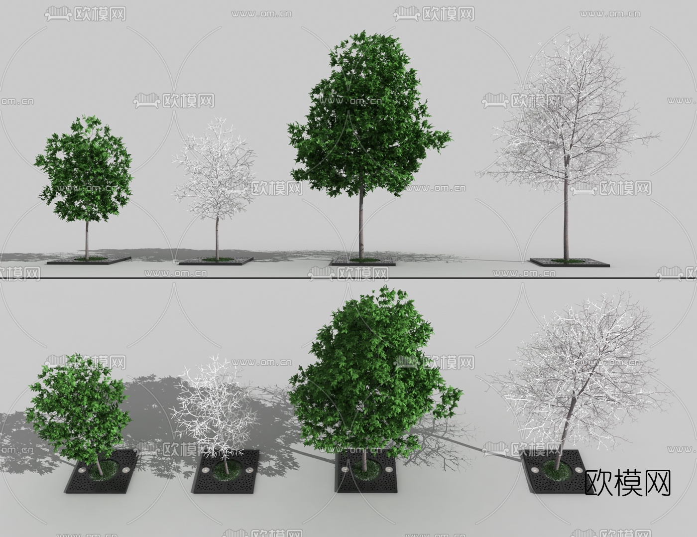 现代景观树雪树3d模型
