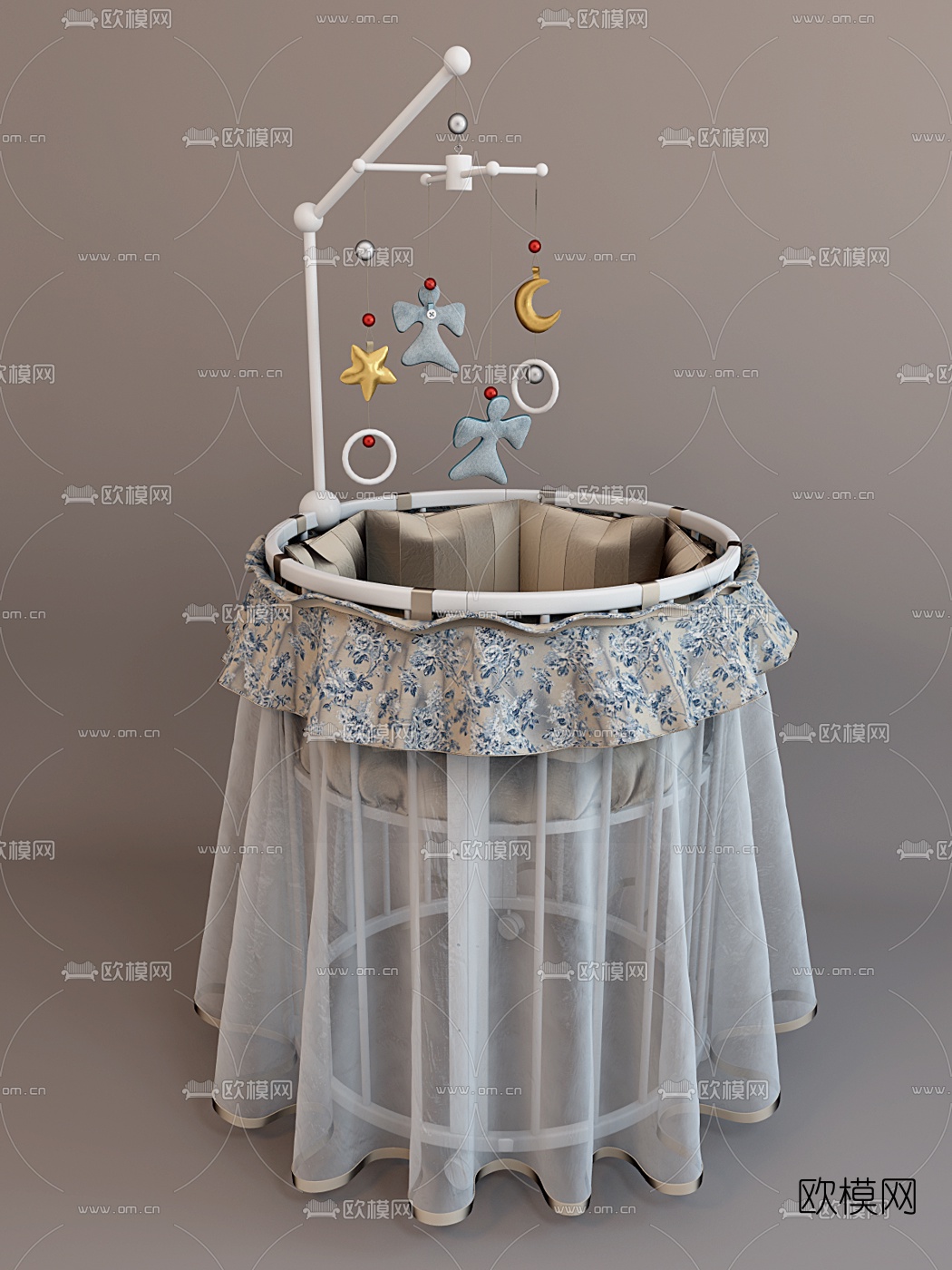 现代婴儿床3D模型下载（渲染图1）