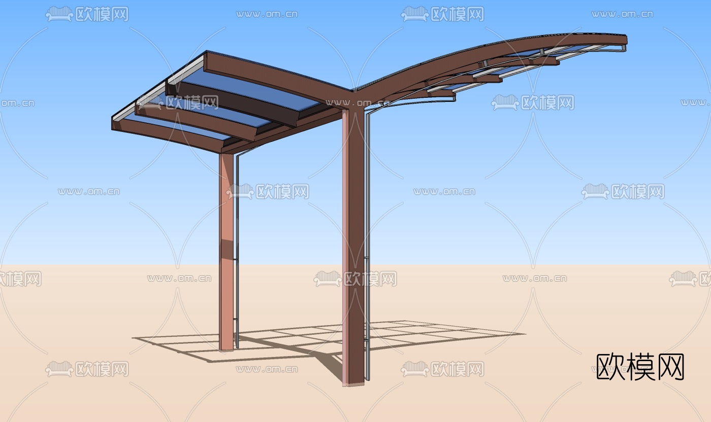 现代雨棚免费su模型下载（渲染图1）