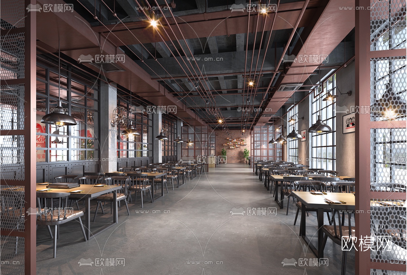 工业风复古烧烤店3d模型下载（渲染图5）