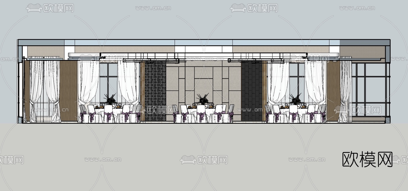 现代酒店宴会厅su模型下载（渲染图6）