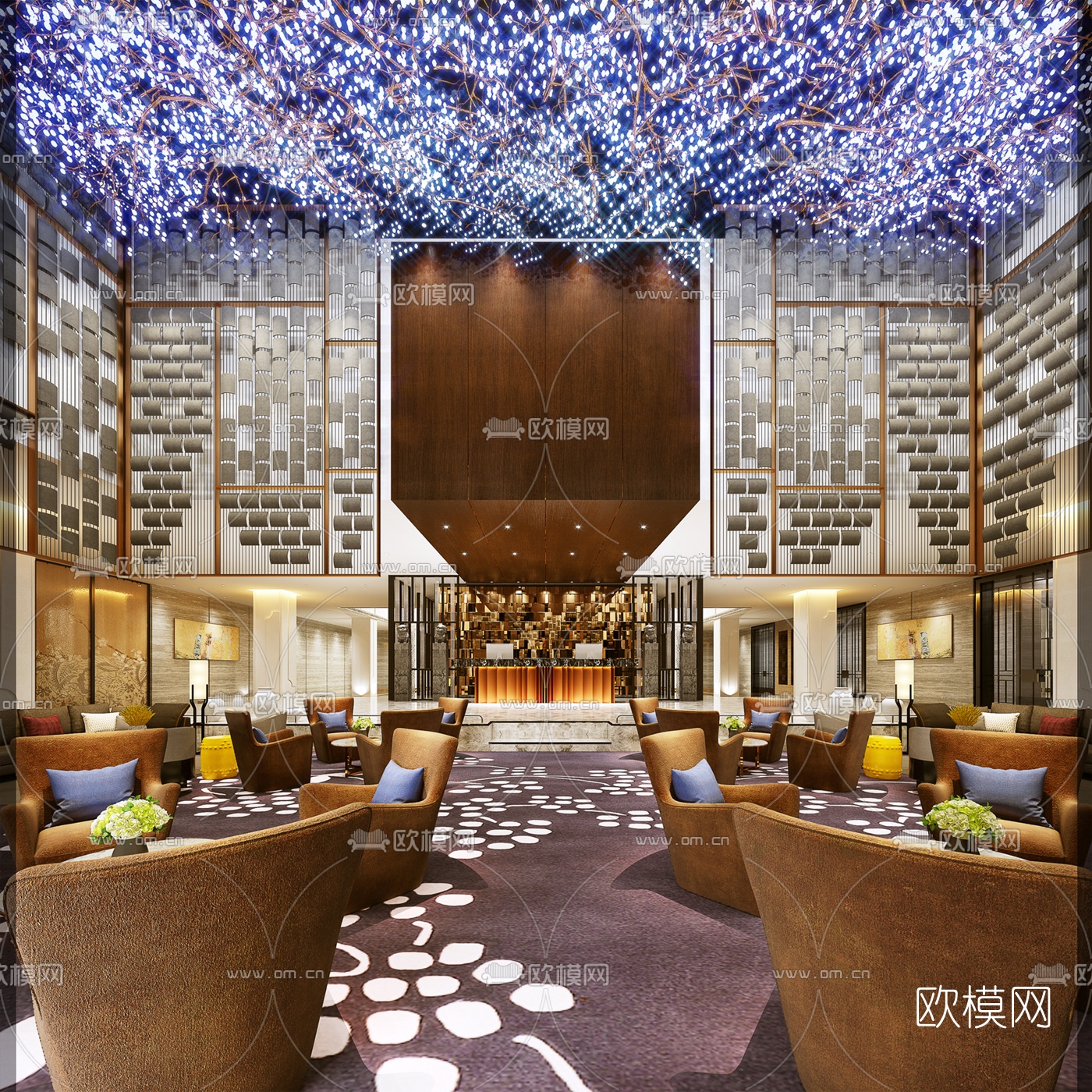 现代酒店大堂休息区3D模型下载_ID10059144_3dmax免费模型-欧模网