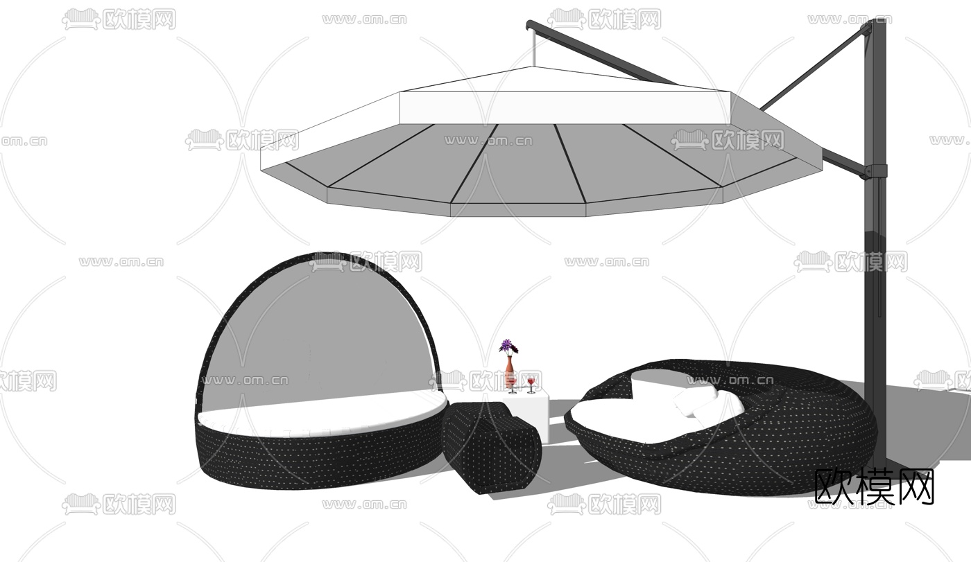 现代户外休闲沙发su模型下载