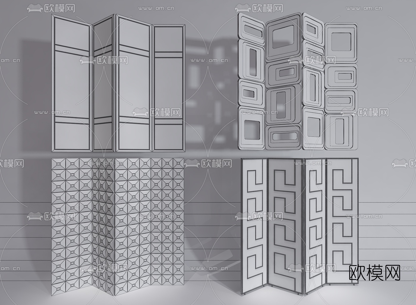 后现代屏风隔断3d模型下载（渲染图2）