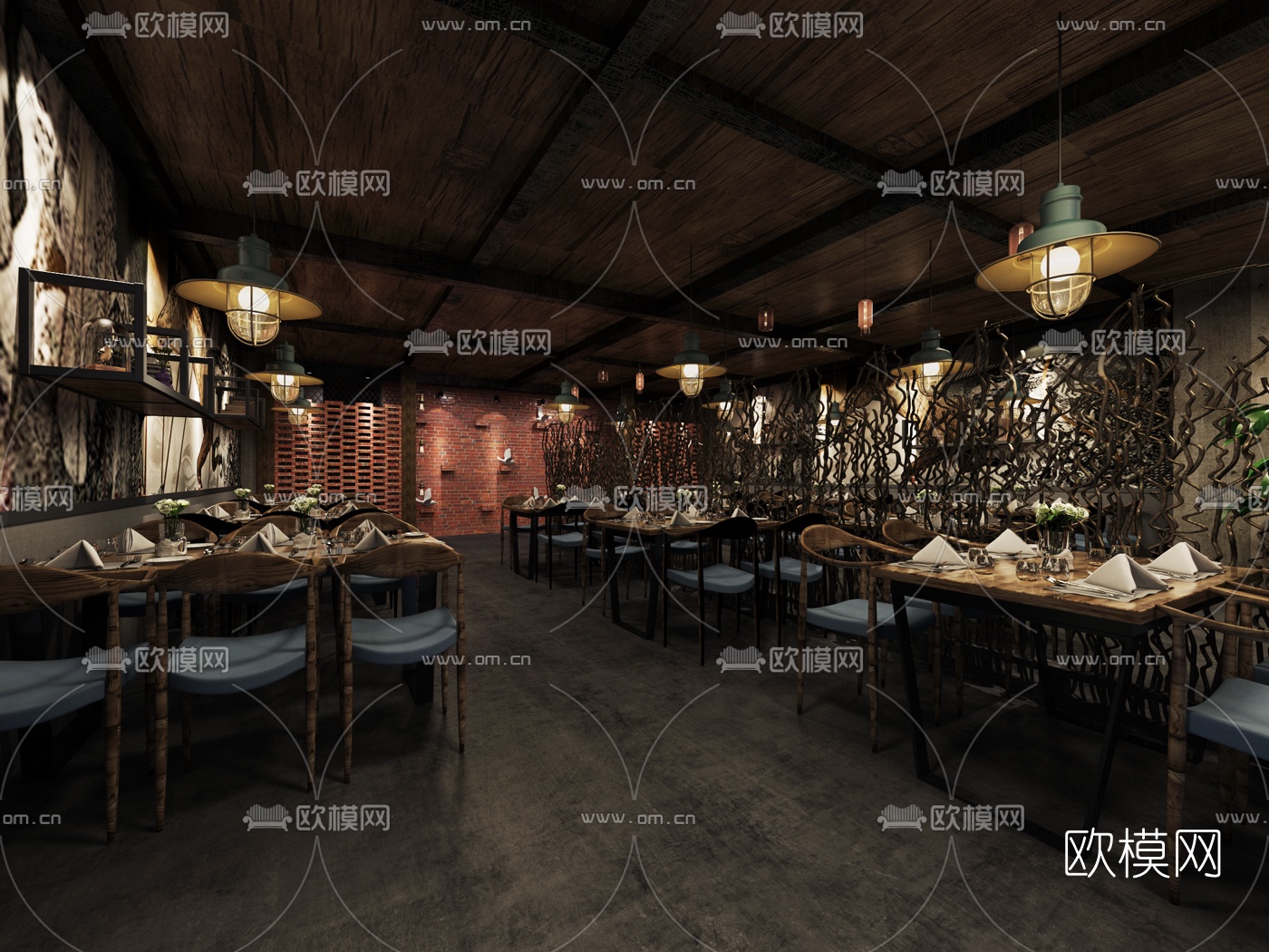 工业风茶餐厅3D模型