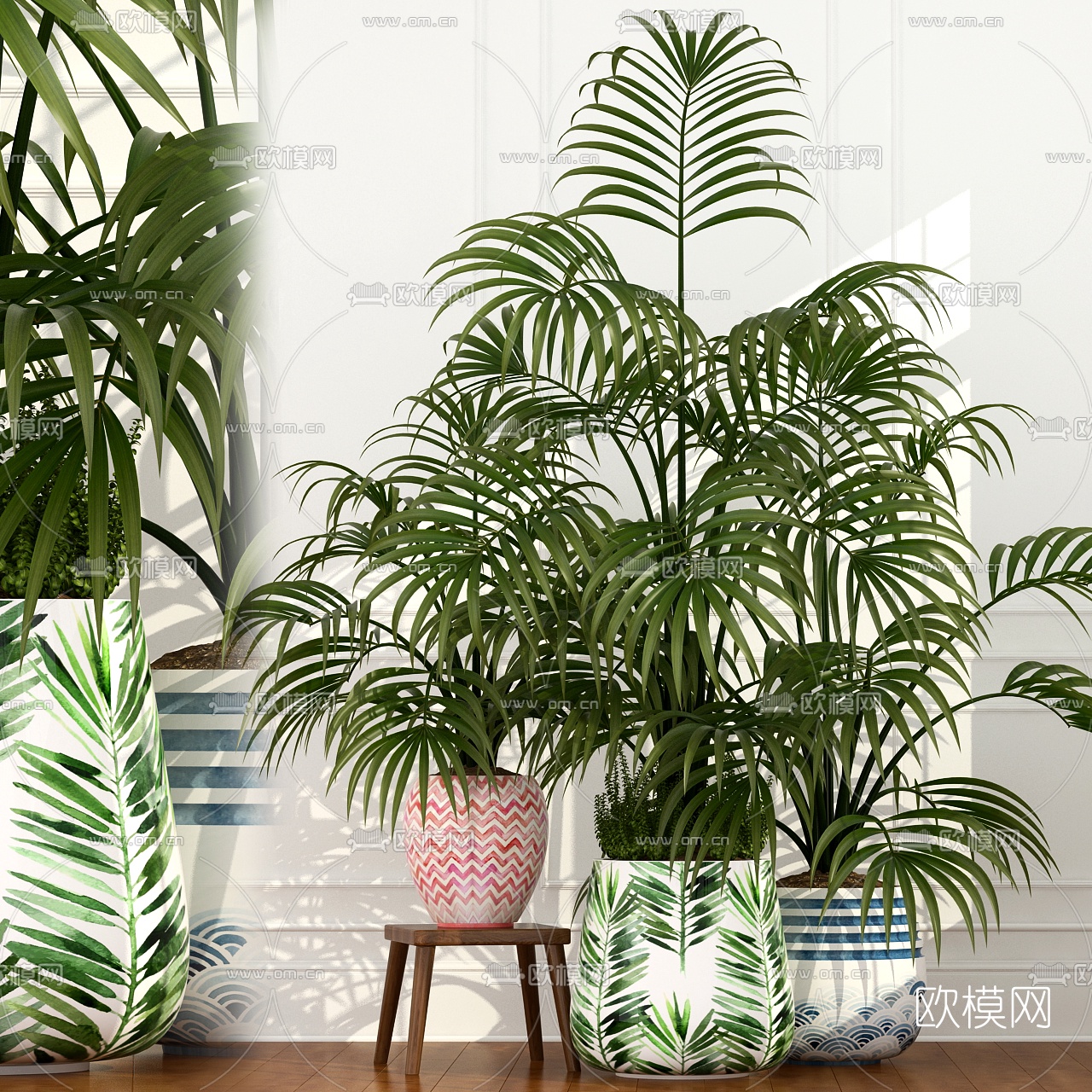现代植物盆栽组合3D模型