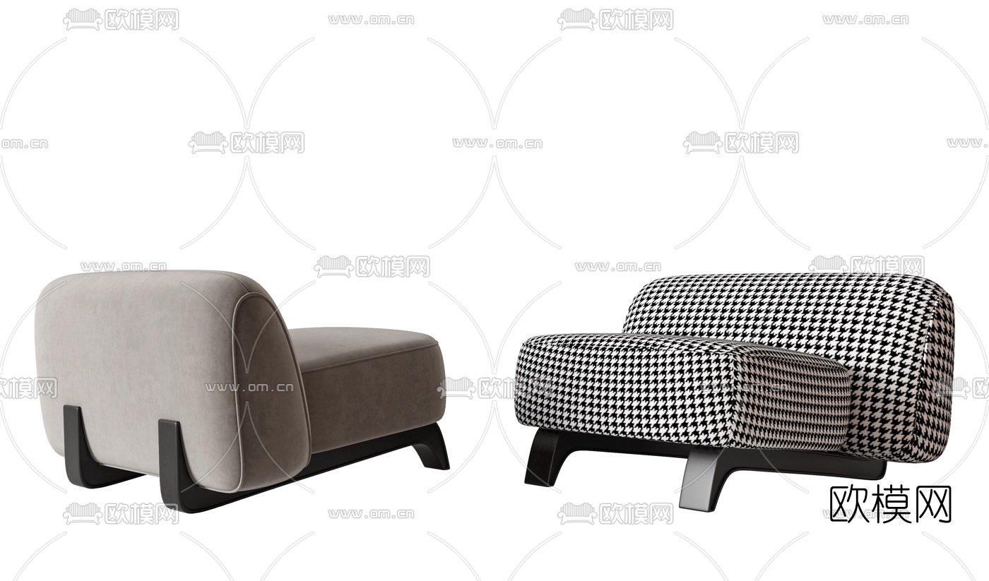现代布艺沙发凳3d模型下载（渲染图3）