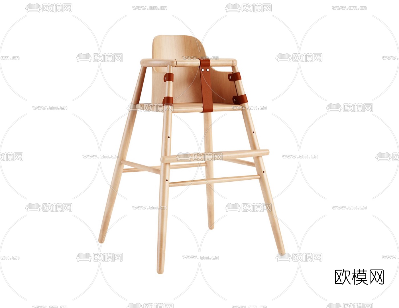 现代儿童餐椅su模型下载（渲染图1）