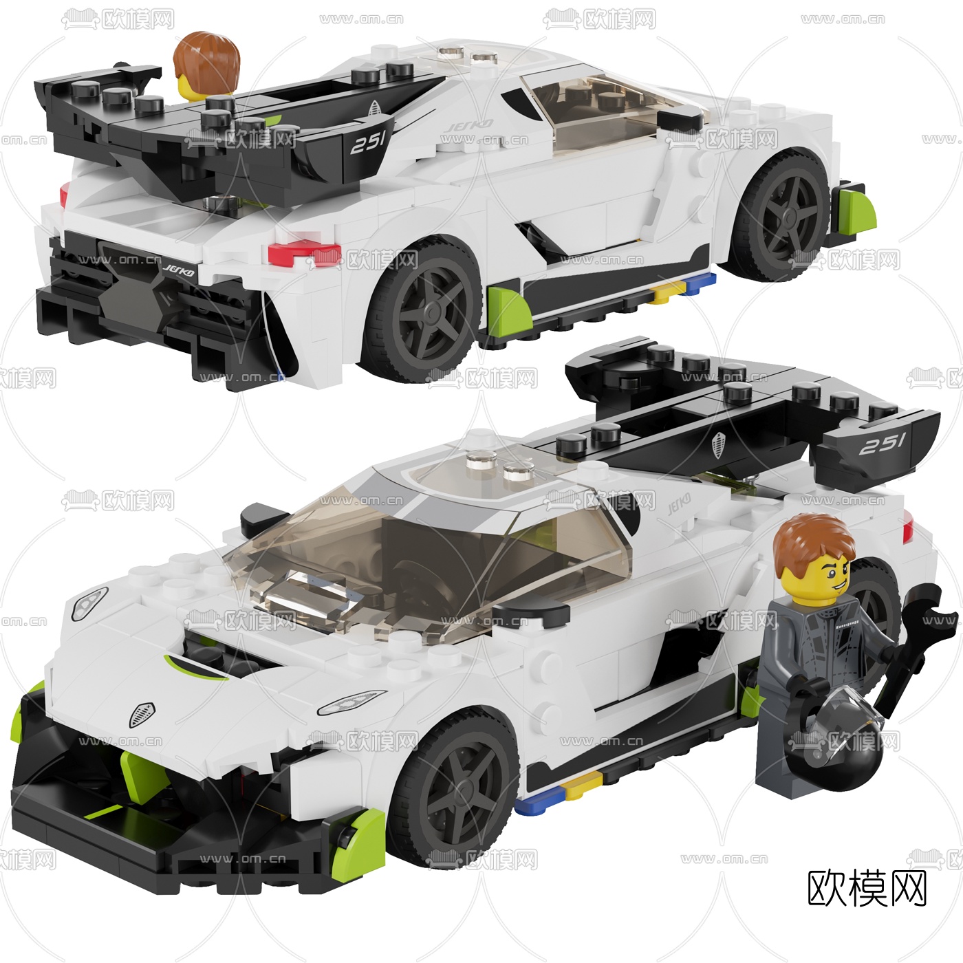 现代积木玩具车3d模型