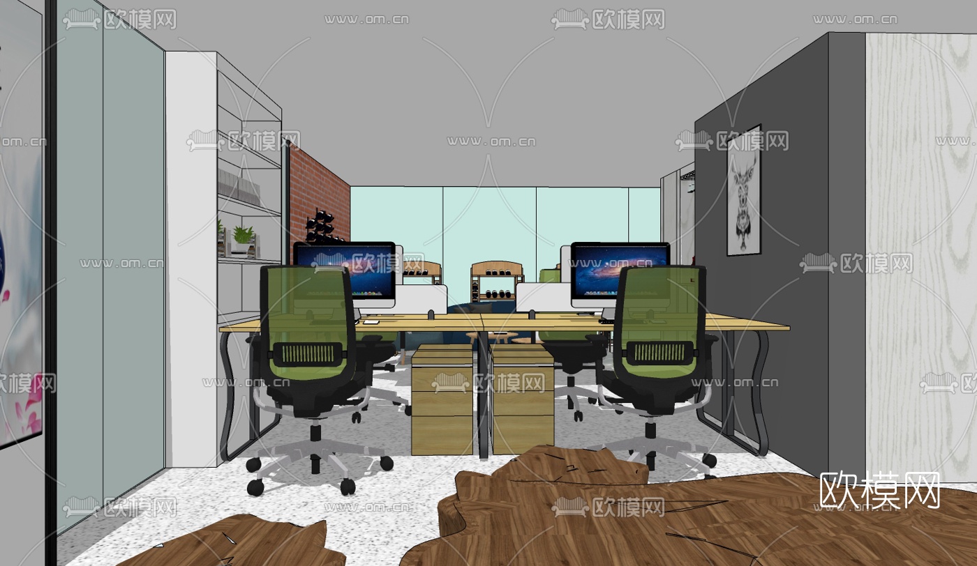 现代办公区休息区su模型下载（渲染图6）