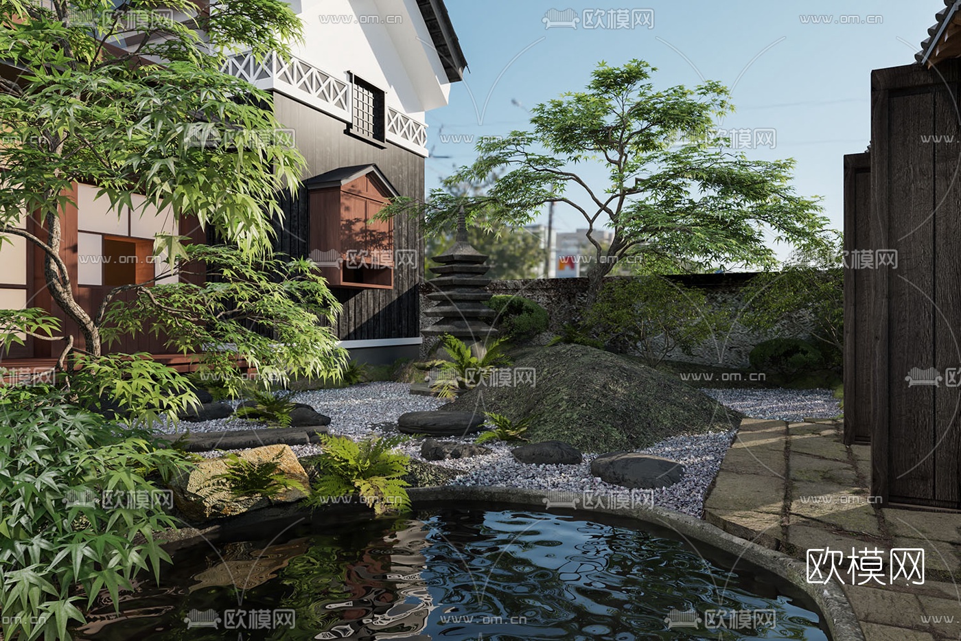 日式民宿建筑外观3d模型下载（渲染图3）