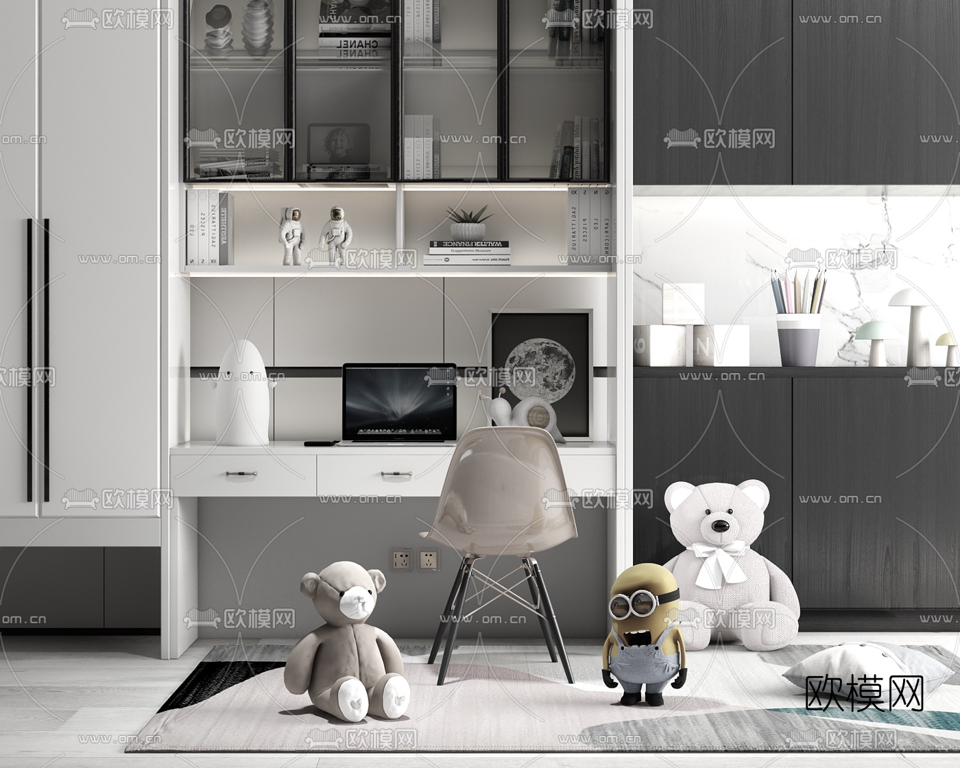 现代儿童书桌椅玩具3d模型