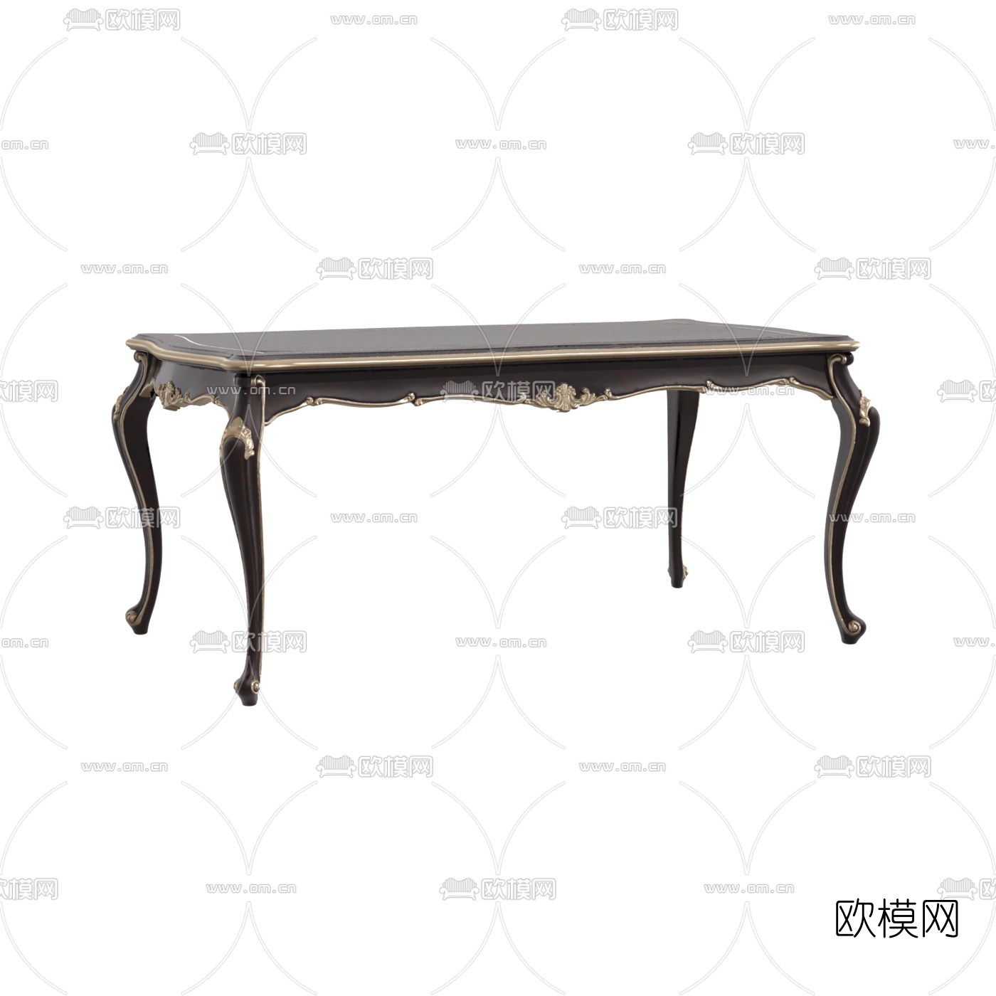 欧式实木餐桌3D模型下载