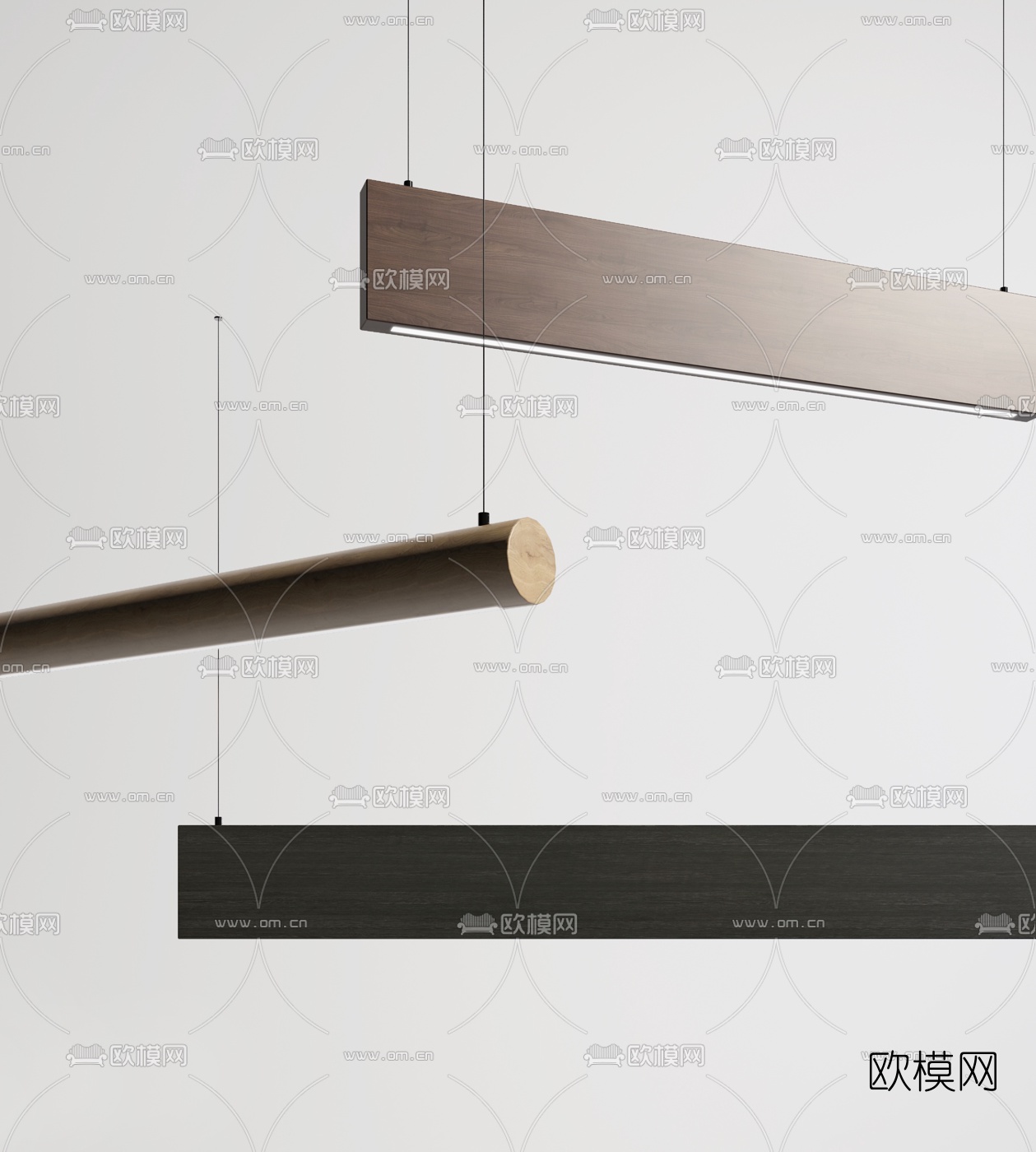 现代条形办公吊灯3d模型