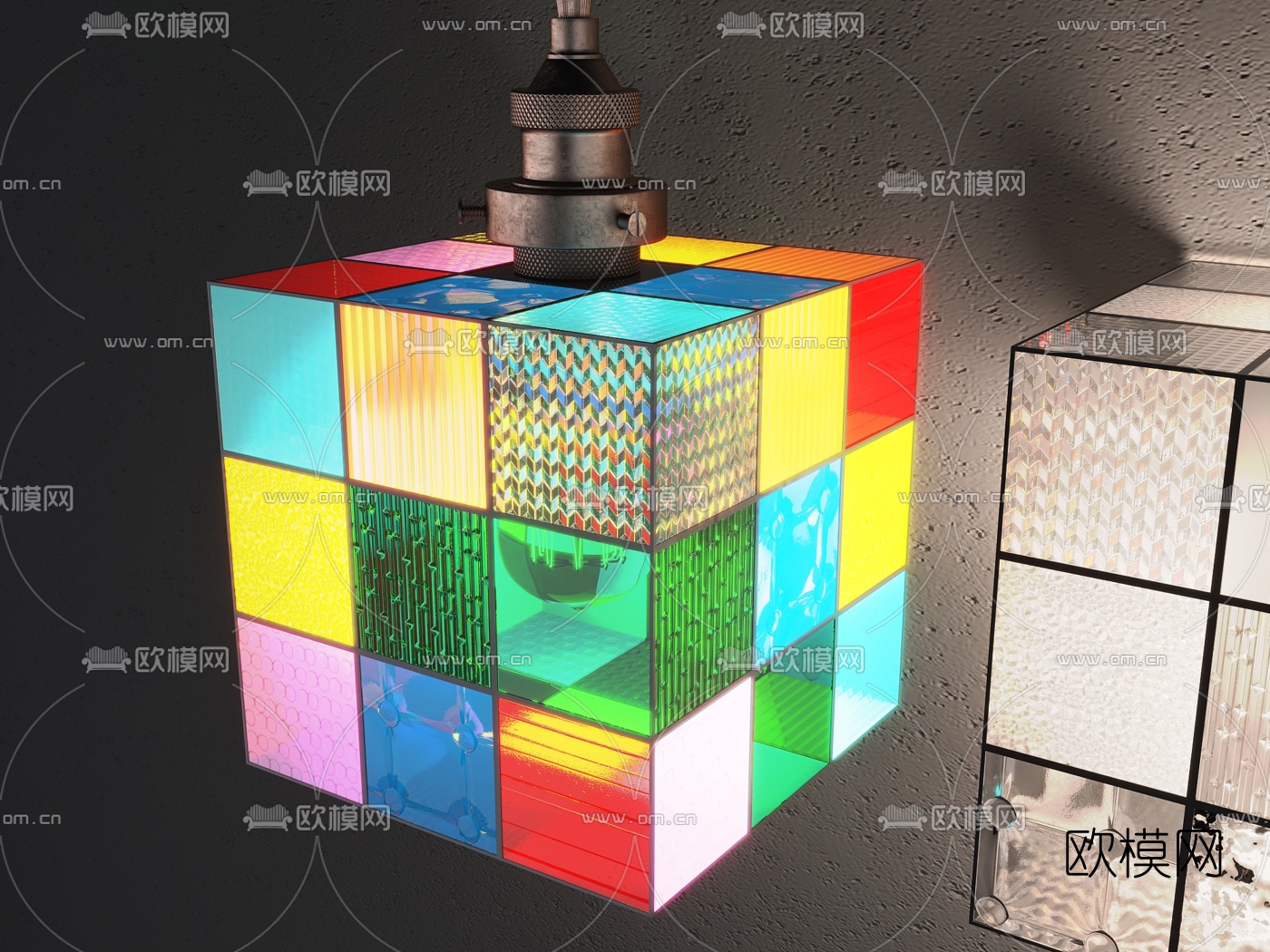 现代玻璃魔方吊灯3d模型