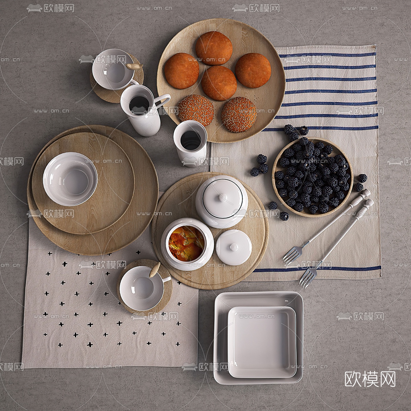 现代薯饼早餐食物3d模型