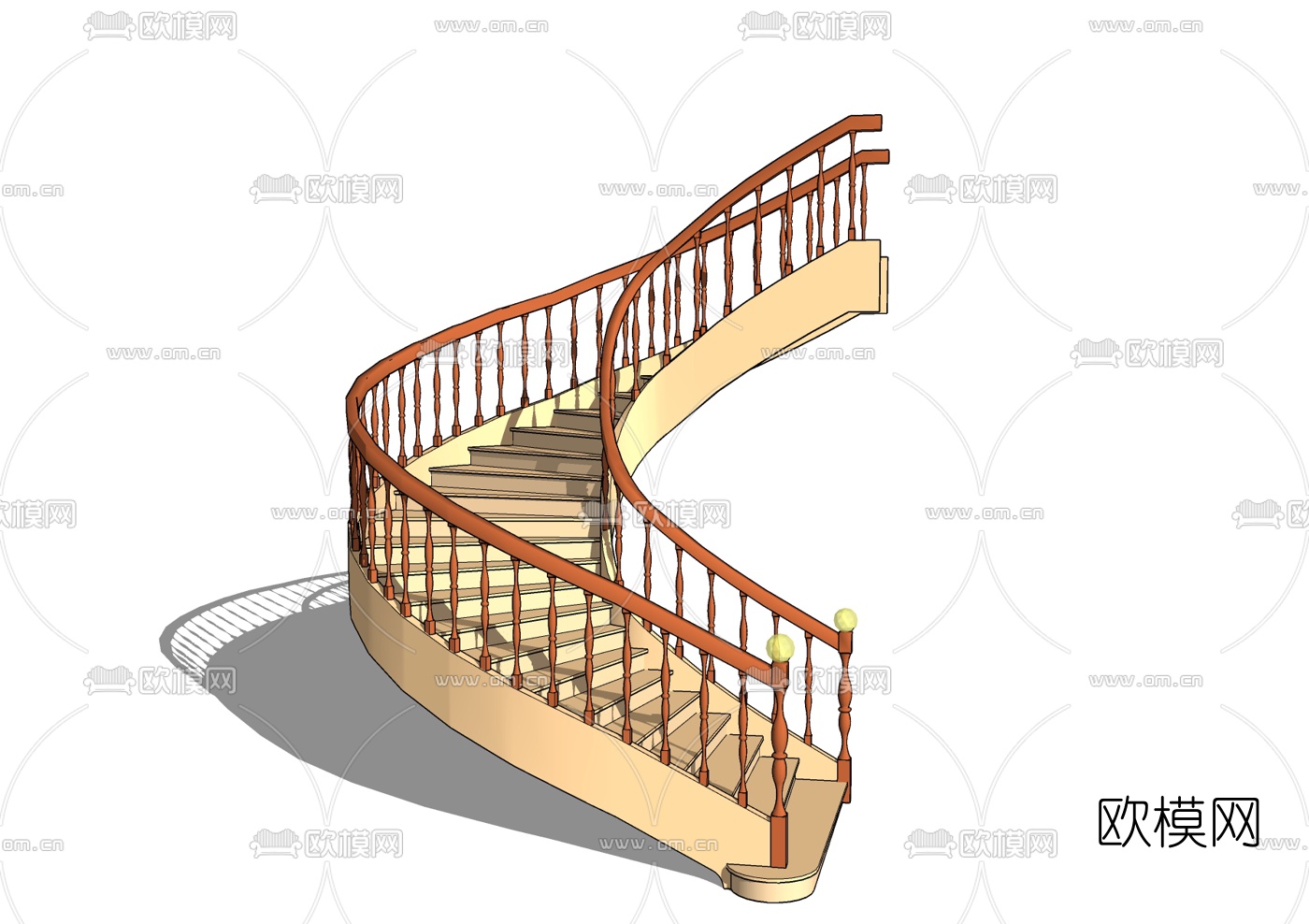简美螺旋楼梯免费su模型