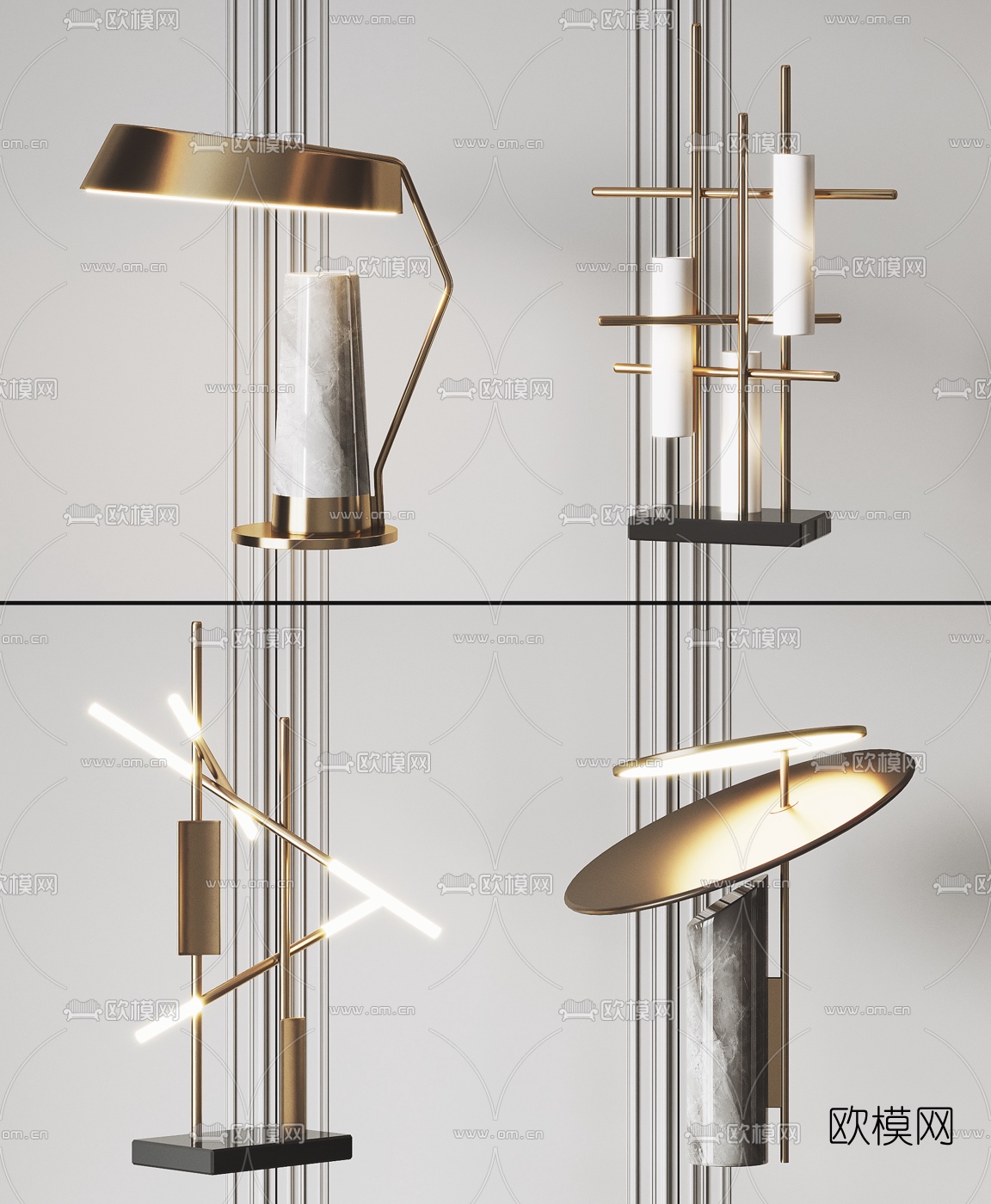 现代轻奢台灯3d模型下载