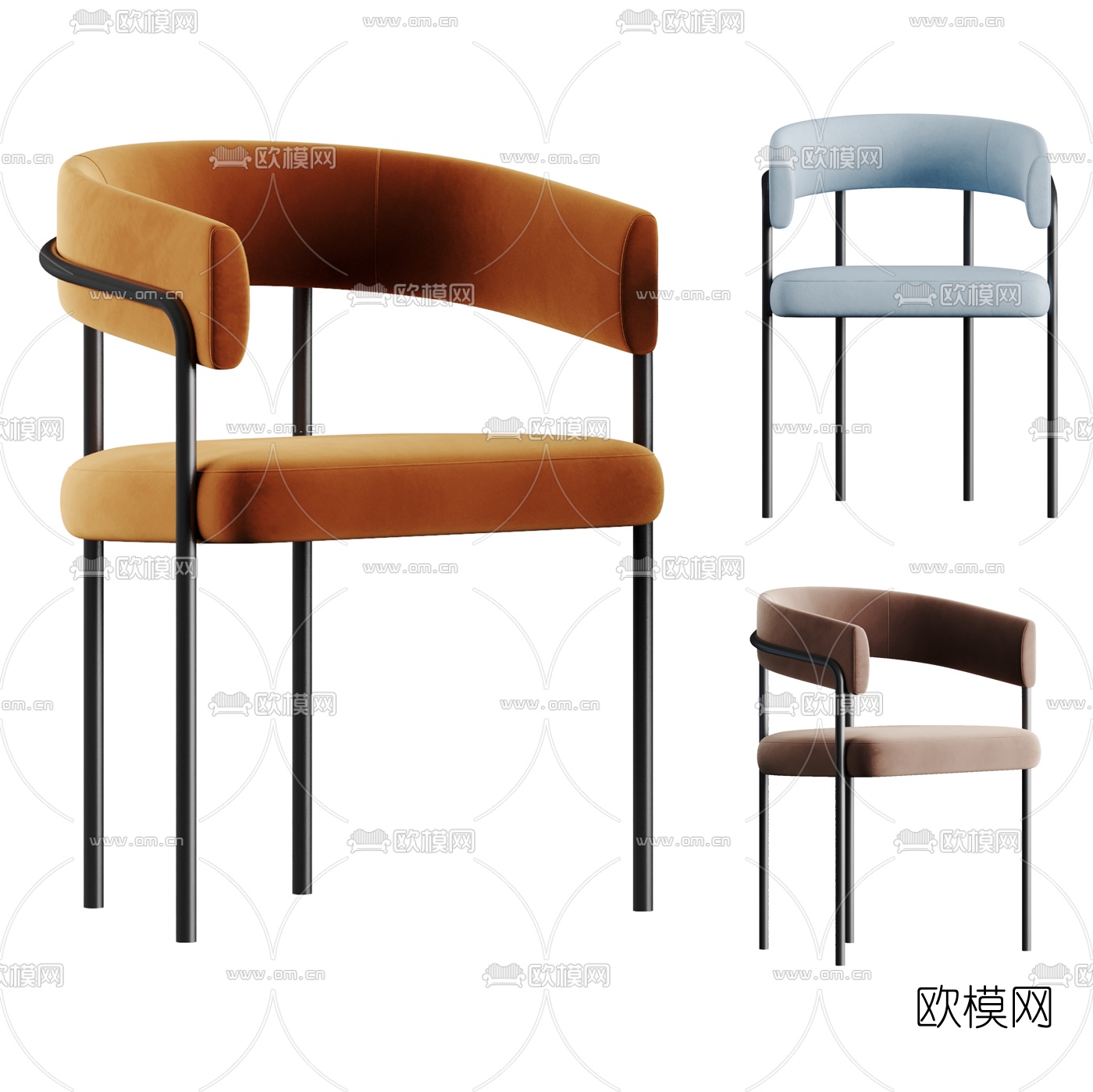 BAXTER 现代布艺单椅3d模型下载